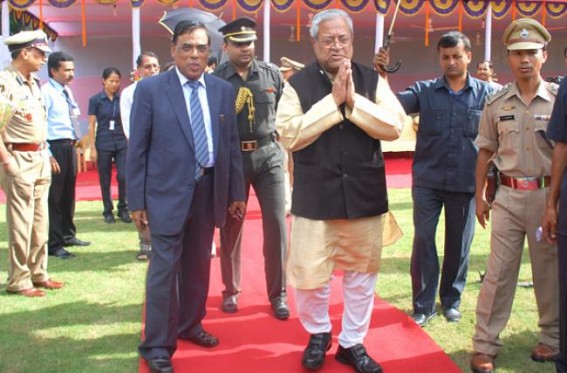 TSR offers guard of honour at Raj Bhawan to PB Acharya, Chief Justice of Tripura HC to administer oath taking ceremony on Monday   